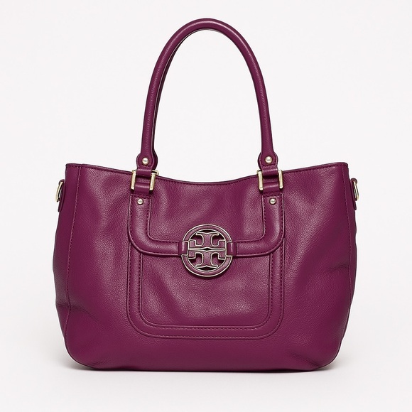 Tory Burch Handbags - ✨Tory Burch Amanda Leather Tote Bag – Rare Purple – Large Shoulder Tote✨
